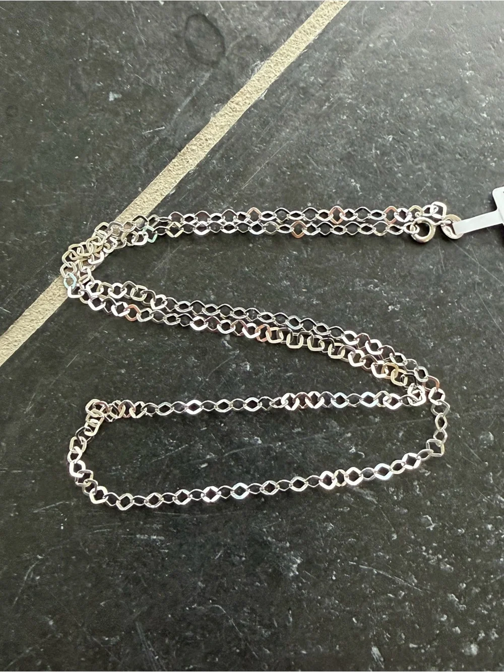 Faceted 14kt. White Gold Square Link Necklace 20” long